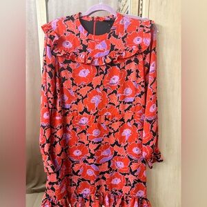 Who What Wear Vibrant Red and Purple Floral Dress